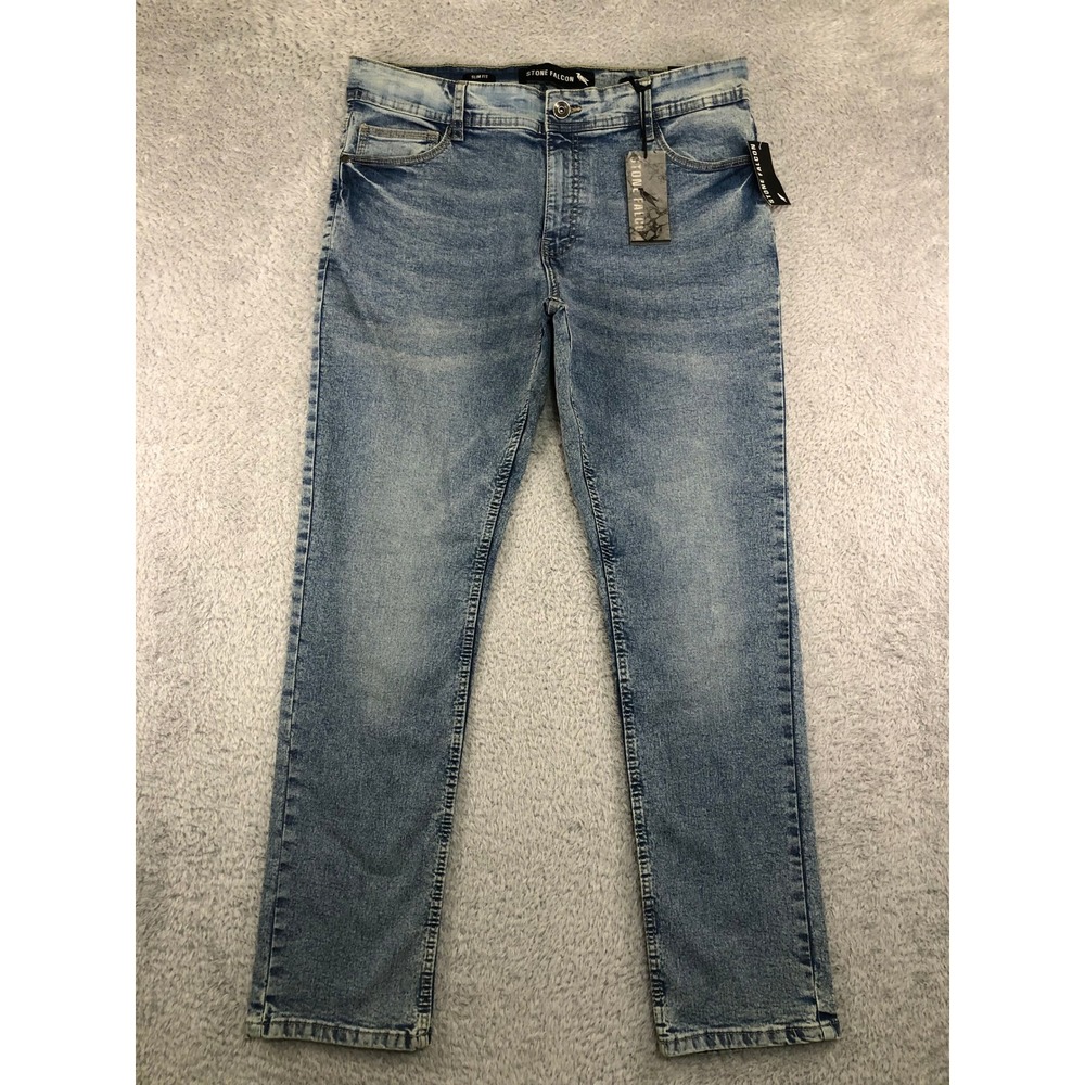Stone Falcon Jeans Men 36x31 (Tag 36x32) Blue NWT Slim Fit Stretch